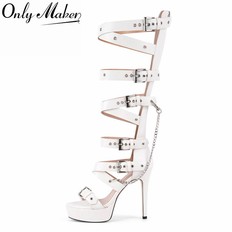 Sandal Strappy Heeled - Sandały na platformie Onlymaker, do kolan,