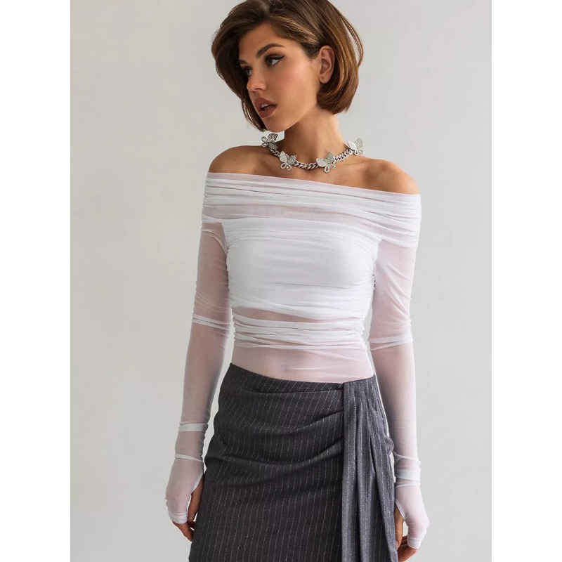 Damska siateczkowa bluzka z od – Blouse Off Shoulder recenzja i cena